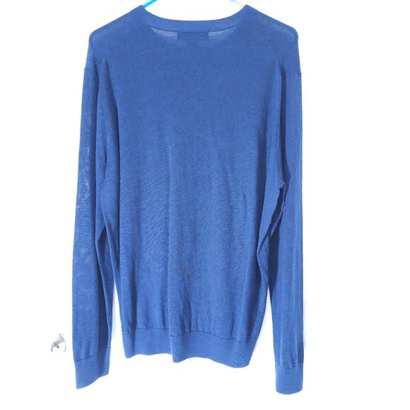 Brooks Brothers Navy Paisley Merino Wool Sweater L Crew Neck Long Sleeve Classic - Picture 8 of 9
